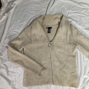 Lambswool/Angora/Nylon Blend Cardigan by Carole Little (size M)